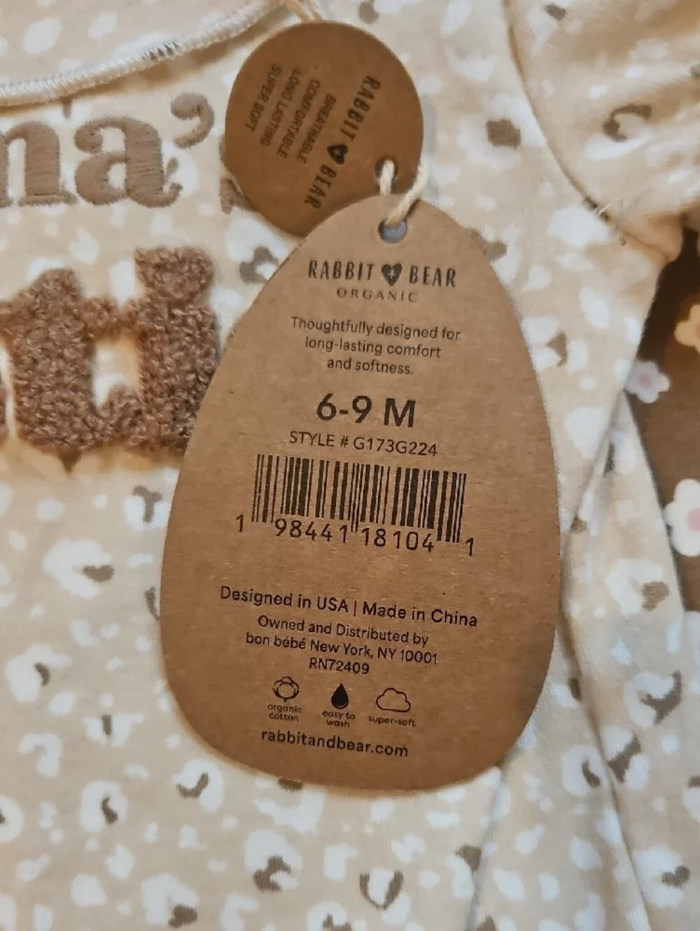 Rabbit & Bear Organic Beige 'Mama's Bestie' Baby One-Piece Set Of 2